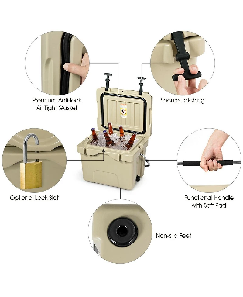 Sugift 16 Quart Insulated Cooler with Cup Holders and Carry Handle