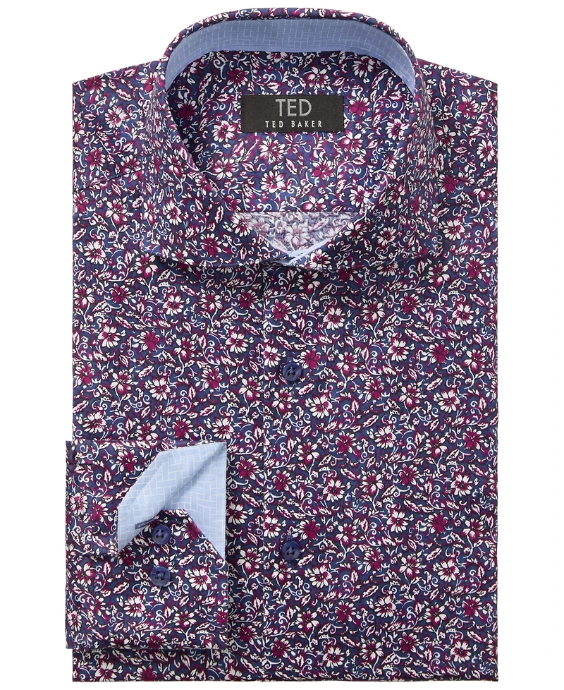 Ted Baker Men's Floral Print Slim Fit Dress Shirt