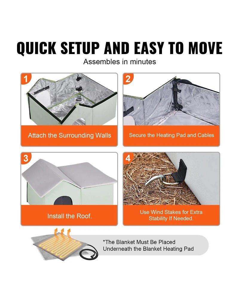 Zeus and Ruta Foldable Heated Cat House with Warmer Pad Large Kitty Shelter Green