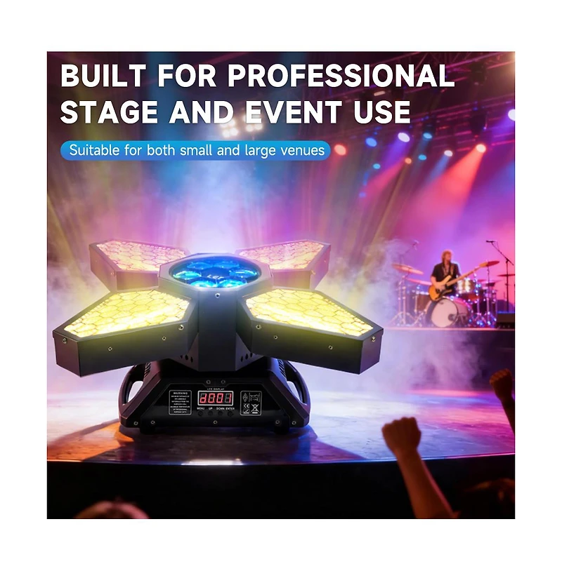 Artudatech 4 Arms Bee Eye Zoom Stage Light, 250W Rgbw Beam with DMX512