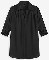 I.n.c. International Concepts Plus Roll-Tab-Sleeve Button-Front Tunic, Macy's Exclusive