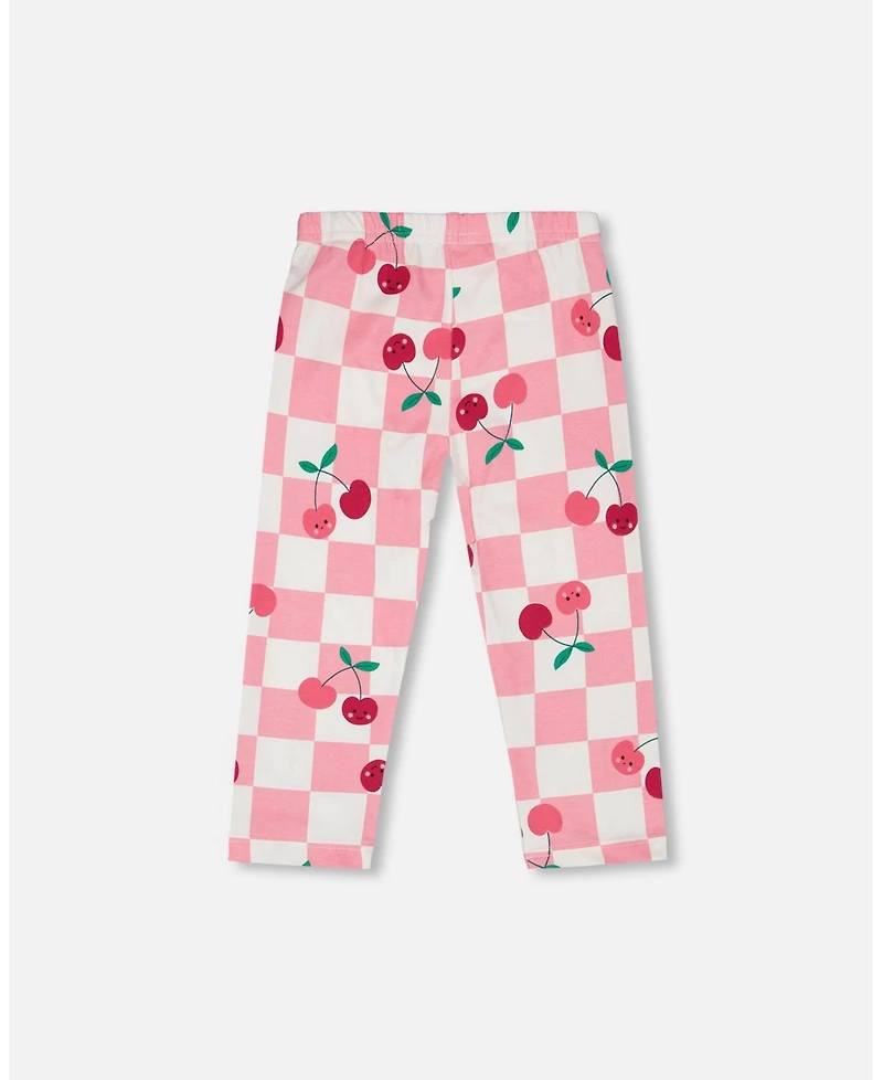 Deux par Deux Little Girls Cotton Jersey Capri Printed Cherries