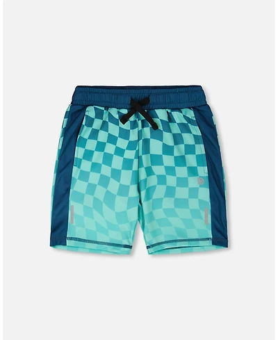 Deux par Deux Boys Little/Big Athletic Shorts in Polyester Printed Checkerboard