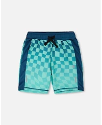 Deux par Deux Boys Little/Big Athletic Shorts in Polyester Printed Checkerboard