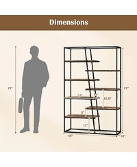 Slickblue Industrial 6 Tier Ladder Bookshelf 72 Inch Wall Storage Shelf