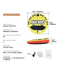 Mecale Inch Round Rider Towable Boat Tube with Nylon Cover