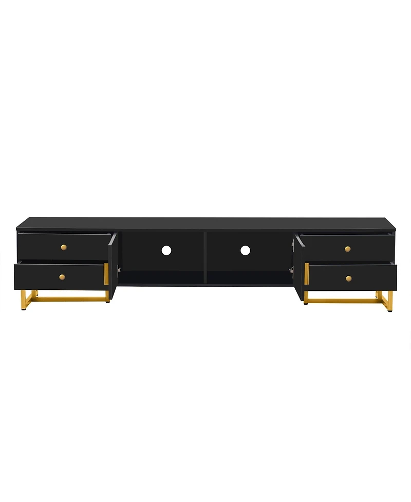 Rainsken Modern Media Console for TVs up to 75", Living Room Entertainment Center with 4 Drawers and 2 Storage Cabinets
