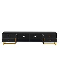 Rainsken Modern Media Console for TVs up to 75", Living Room Entertainment Center with 4 Drawers and 2 Storage Cabinets