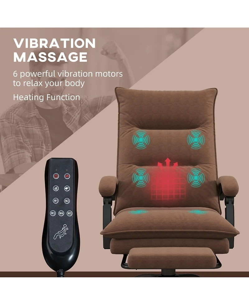 Boyel Living Microfiber Office Chair with Massage Heat and Footrest