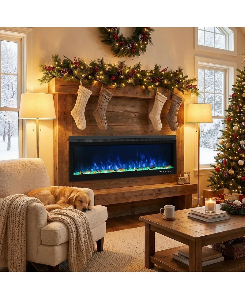 Mondawe Linear Recessed-in Electric Fireplace with Remote Control