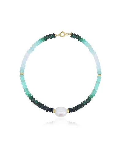 The Lovery Emerald Ombre Bead Pearl Bracelet 14K Gold