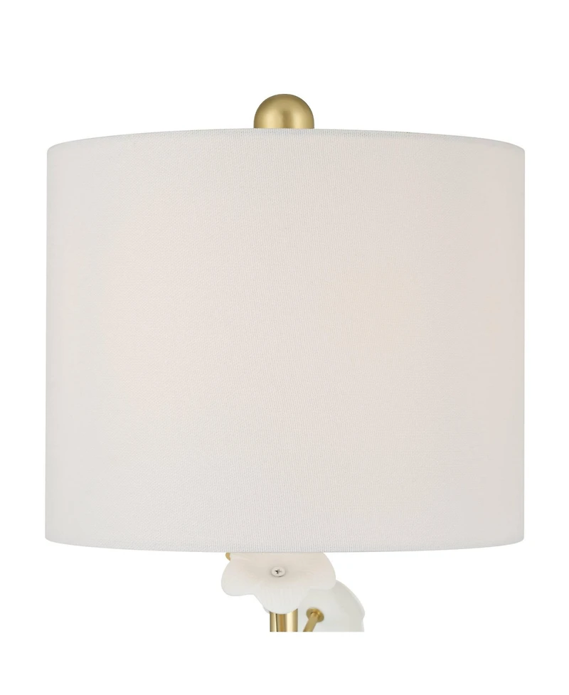 360 Lighting Descanso 21" High Gold and White Flower Table Lamp Set of 2