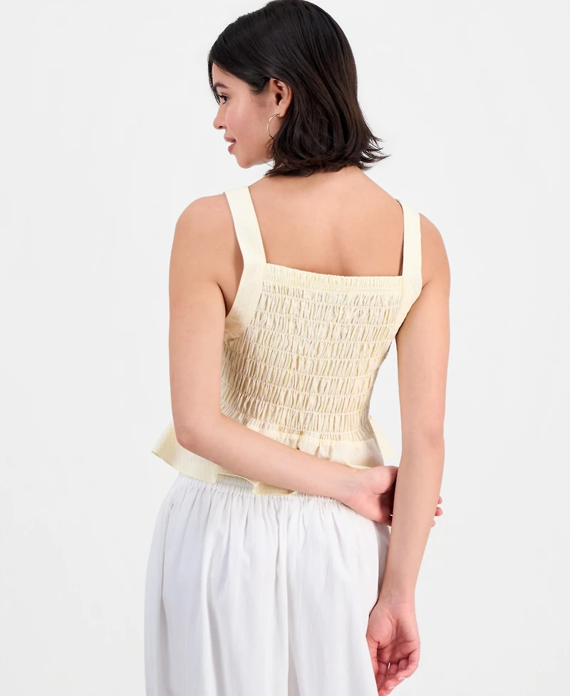 And Now This Petite Cotton Gingham Smocked Peplum Top, Macy's Exclusive