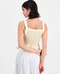 And Now This Petite Cotton Gingham Smocked Peplum Top, Macy's Exclusive