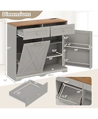 Sugift Tilt Out Trash Can Cabinet with Power Outlets and Shelf