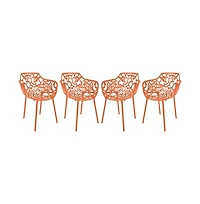 LeisureMod Devon Patio Dining Arm-Chair Set of Aluminum Stackable Design Side Chair