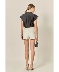 English Factory Women's Contrast Scallop Trim Ric Rac Short Sleeve