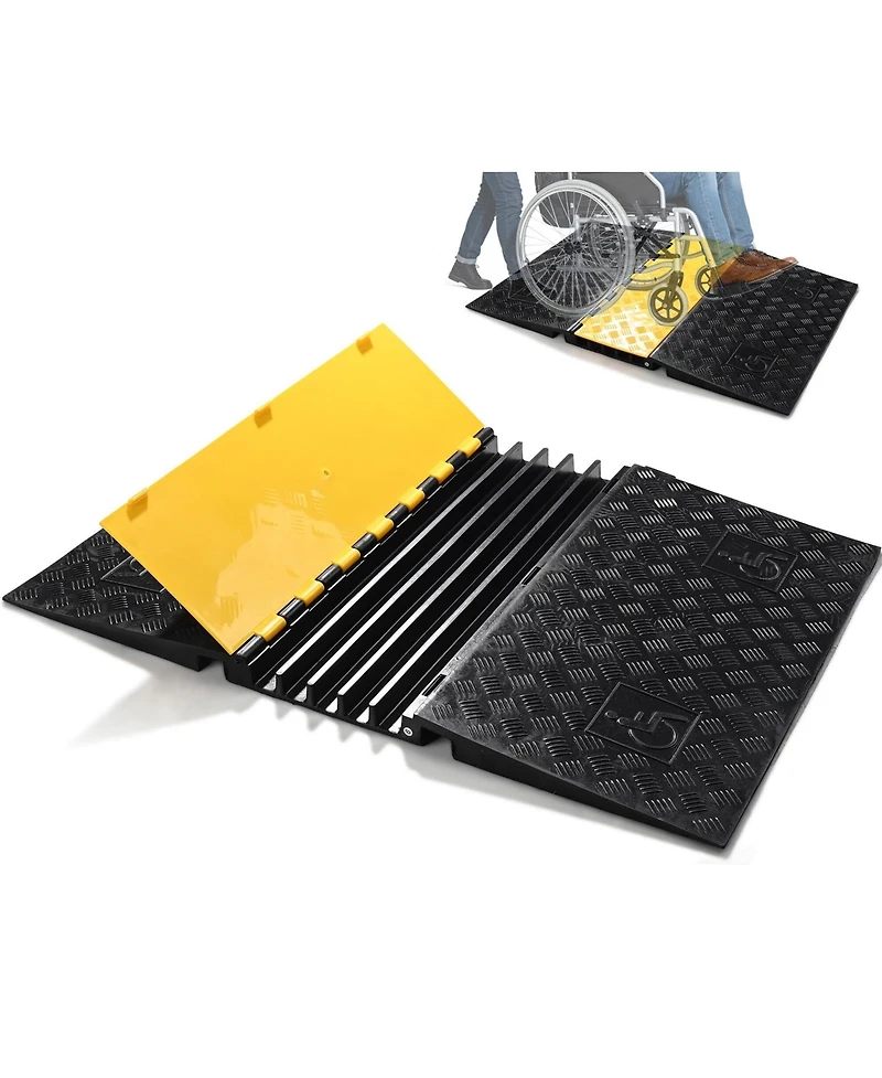 Yescom Rubber Cable Protector Ramp 5 Channel Heavy Duty Ada Compliant Driveway Road Hump Wire Cord Cover
