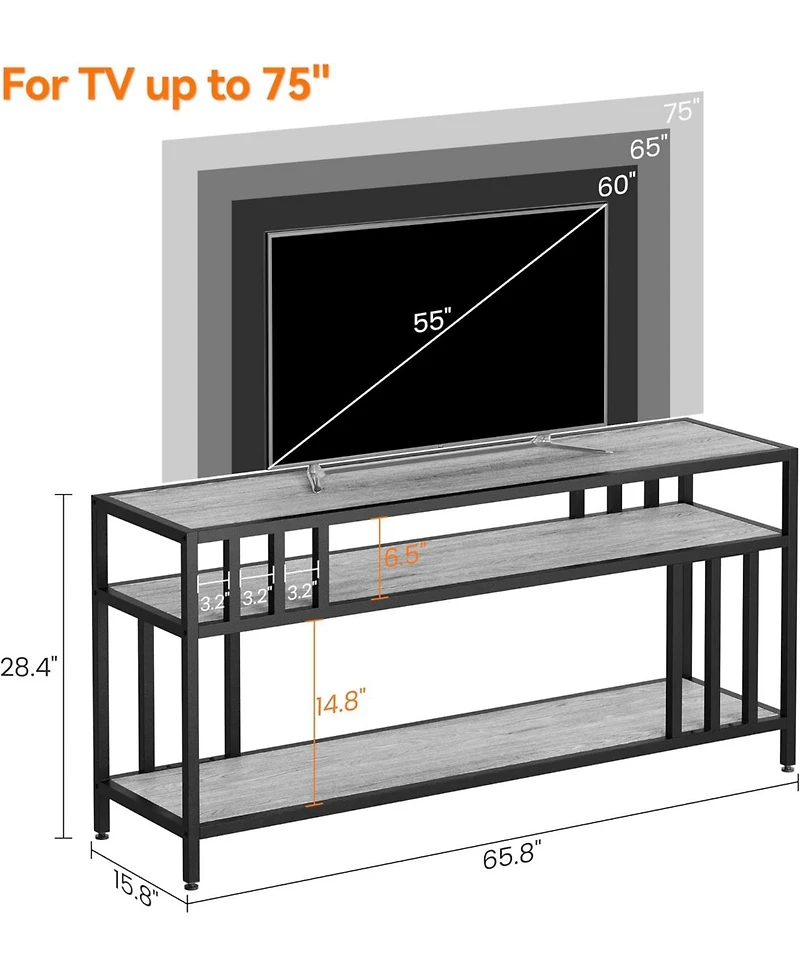 gaomon 65" Tv Stand for TVs up to 75", Entertainment Center with Shelves, Quadruple-Tube Support for Living Room