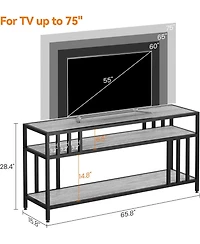 gaomon 65" Tv Stand for TVs up to 75", Entertainment Center with Shelves, Quadruple-Tube Support for Living Room