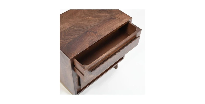 Flynama Elegant Modern Wooden Nightstand with 1 Drawers Walnut Finish Bedside Table for Bedroom Living Room