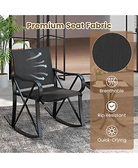 Gouun 3-Piece Patio Rocking Chair Set with Tempered Glass Side Table