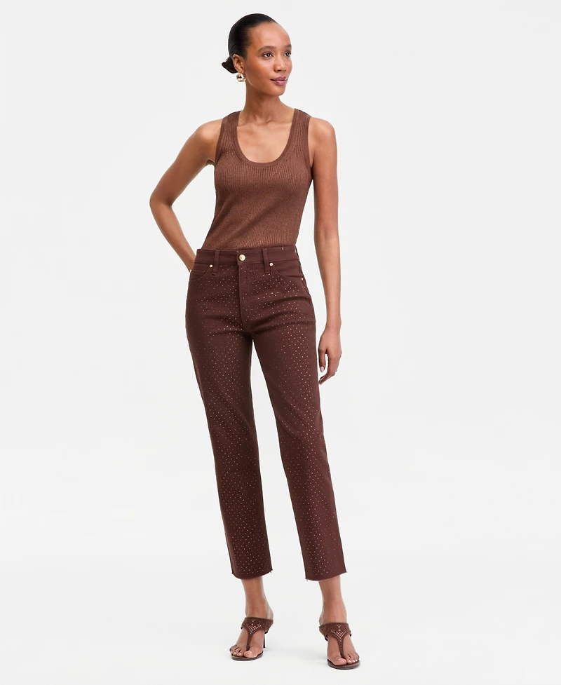 I.n.c. International Concepts Women's Crystal Embellished Straight Ankle Jeans, Macy's Exclusive