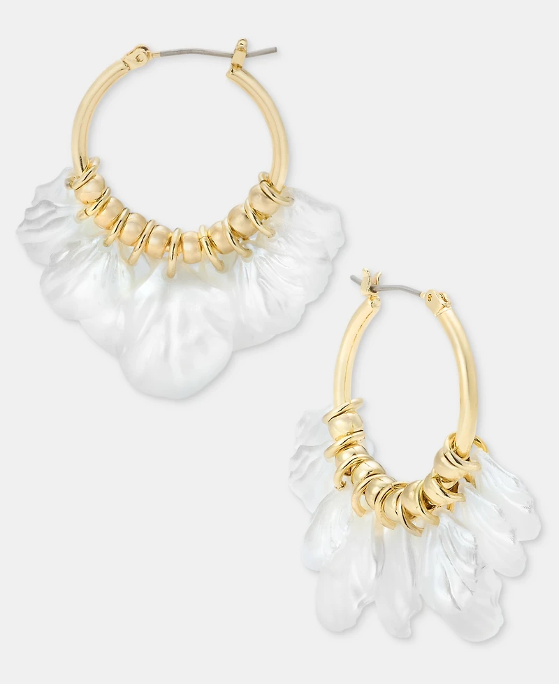 lonna & lilly Shaky Imitation Pearl Charm Hoop Earrings