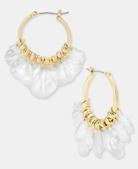 lonna & lilly Shaky Imitation Pearl Charm Hoop Earrings