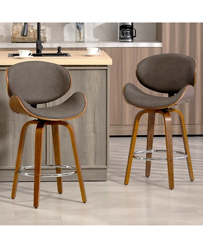 Dyhome Bar Stools Set of 4, 28 Inches Modern Counter Height with High Back Metal Legs, Upholstered Tall Barstools for Kitchen Island, Cafe,