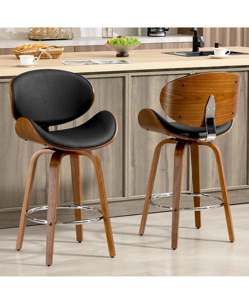 Dyhome Bar Stools Set of 4, 28 Inches Modern Counter Height with High Back Metal Legs, Upholstered Tall Barstools for Kitchen Island, Cafe,