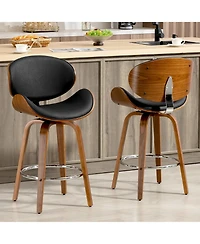 Dyhome Bar Stools Set of 4, 28 Inches Modern Counter Height with High Back Metal Legs, Upholstered Tall Barstools for Kitchen Island, Cafe,