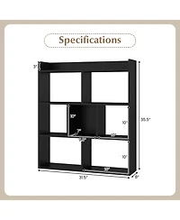 Slickblue 7 Cube Open Back Bookshelf with Anti Tip Safety Wall Anchor
