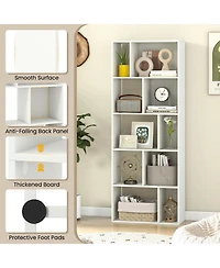 Sugift Tall Five Tier Geometric Bookshelf with Ten Storage Cubes