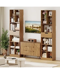 Sugift Tall Freestanding Bookcase with Drawer and Ten Cube Storage