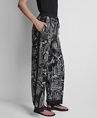 Dkny Women's Printed Drawstring Waist Pants
