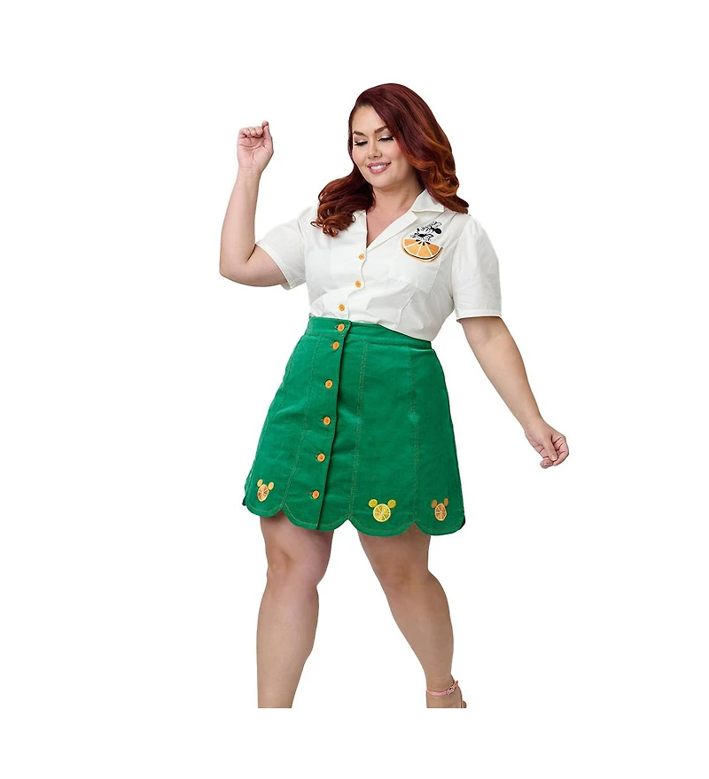 Smak Parlour Plus Scallop Hem Corduroy Mini Skirt