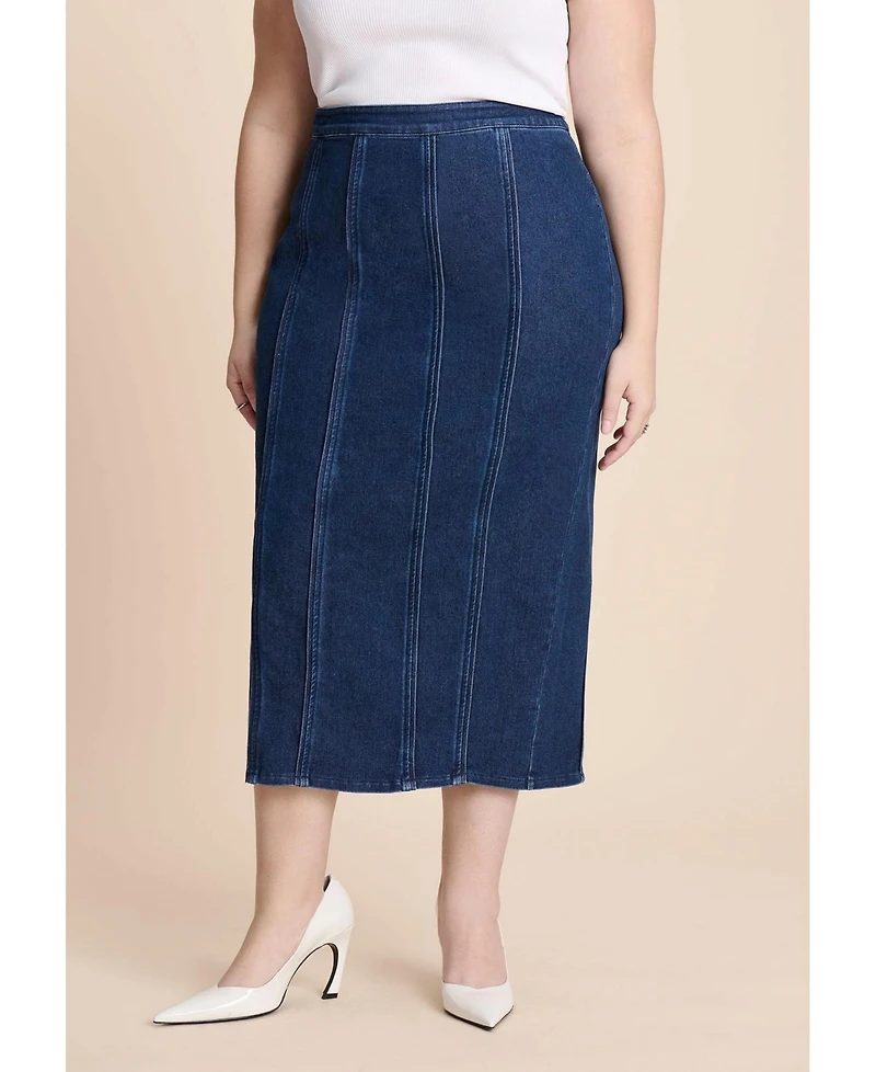 Eloquii Women's Seamed Denim Column Skirt