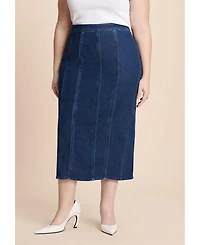 Eloquii Women's Seamed Denim Column Skirt