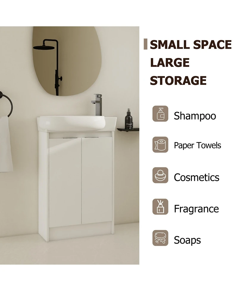 Busdays 23" Freestanding Bathroom Vanity with Sink, Soft Close Doors