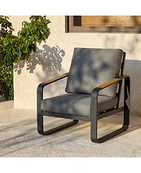 Tribesigns Outdoor Single Patio Sofa with Removable Cushions, Metal Frame Patio Sofa Chair with Thick Cushions for Patio, Balcony, Garden