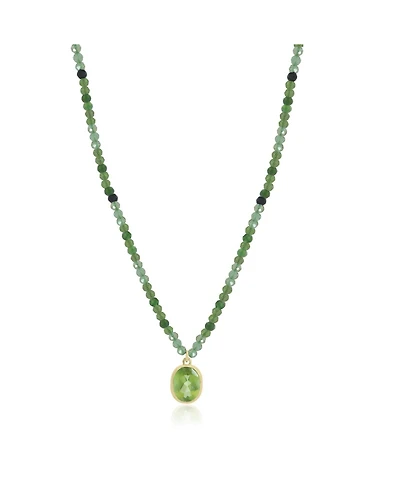 The Lovery Green Tourmaline Bead Bezel Necklace 14K Yellow Gold