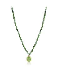 The Lovery Green Tourmaline Bead Bezel Necklace 14K Yellow Gold