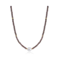 The Lovery Smoky Quartz Bead Pearl Necklace 14K Gold