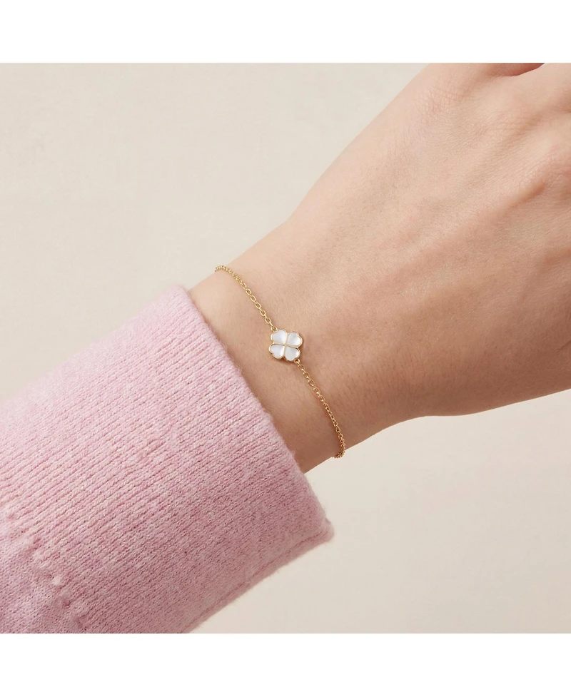 The Lovery Mother of Pearl Lucky Clover Bracelet 14K Gold