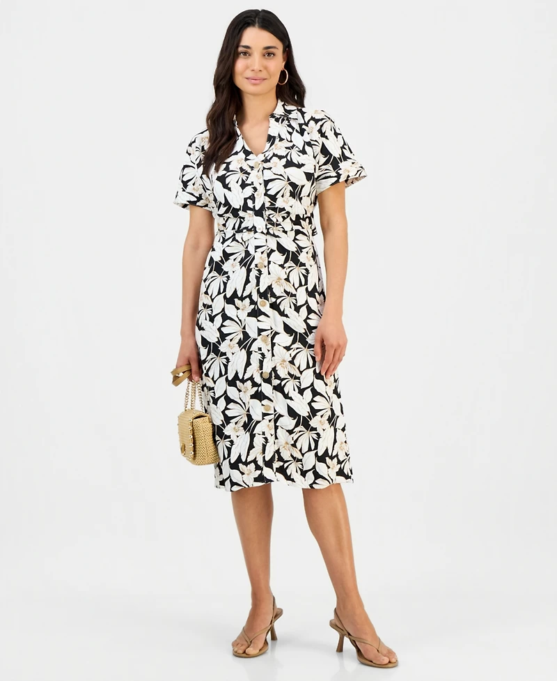 I.n.c. International Concepts Petite Linen Buckle-Back Shirtdress, Macy's Exclusive