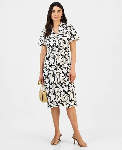I.n.c. International Concepts Petite Linen Buckle-Back Shirtdress, Macy's Exclusive