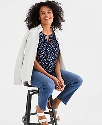 Style & Co Women's Printed Gauze Flutter-Sleeve Top, Macy's Exclusive