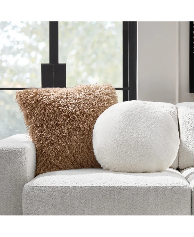 Z Gallerie Shay Faux Fur Round Pillow 18"