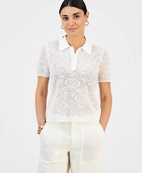 I.n.c. International Concepts Petite Collared Jacquard Top, Macy's Exclusive